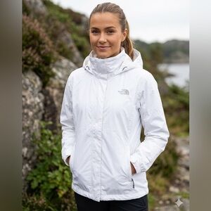 The North Face Women's White HyVent Hooded Rain Jacket - Size Large
